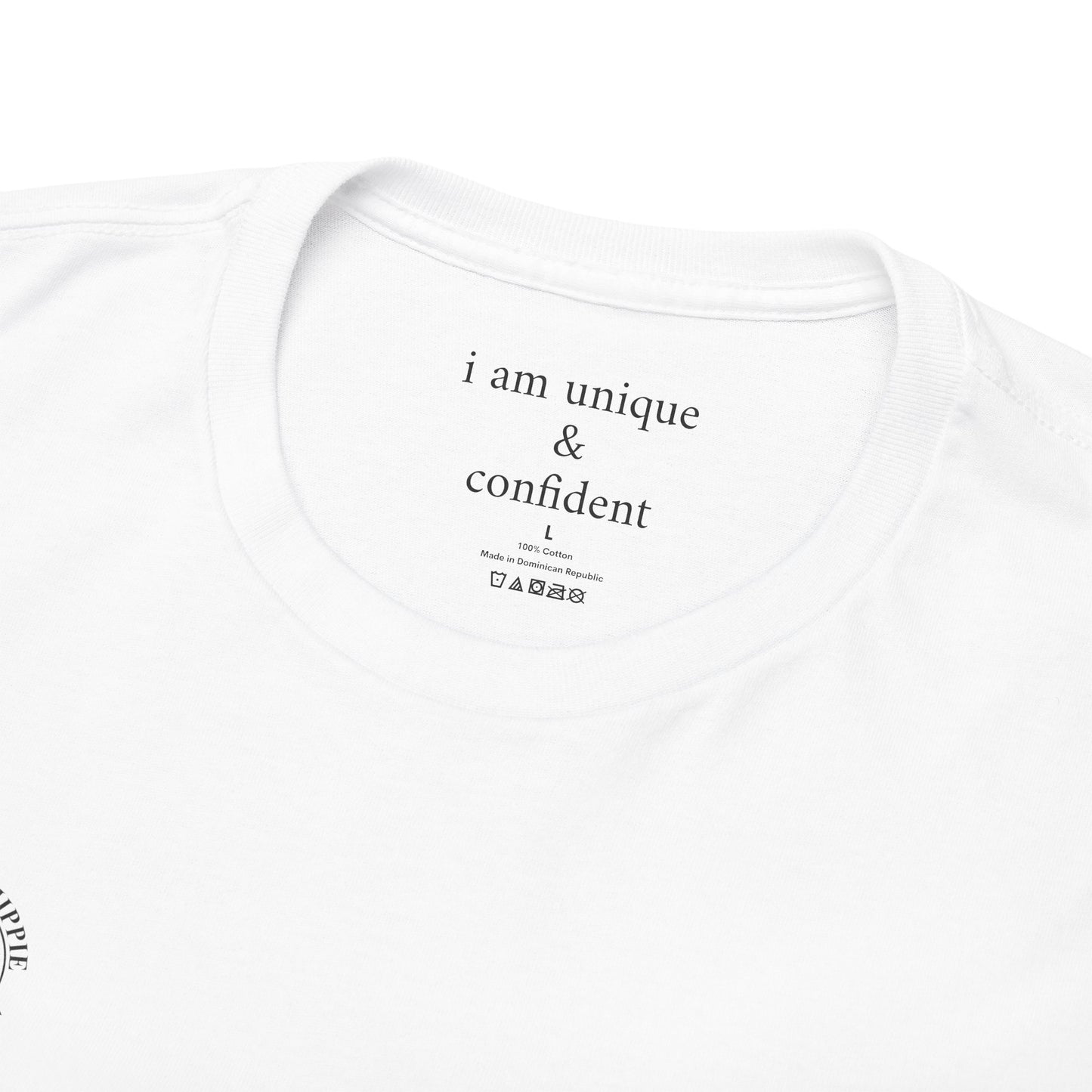 I am unique & confident - Front and Back Black Logo - Tee