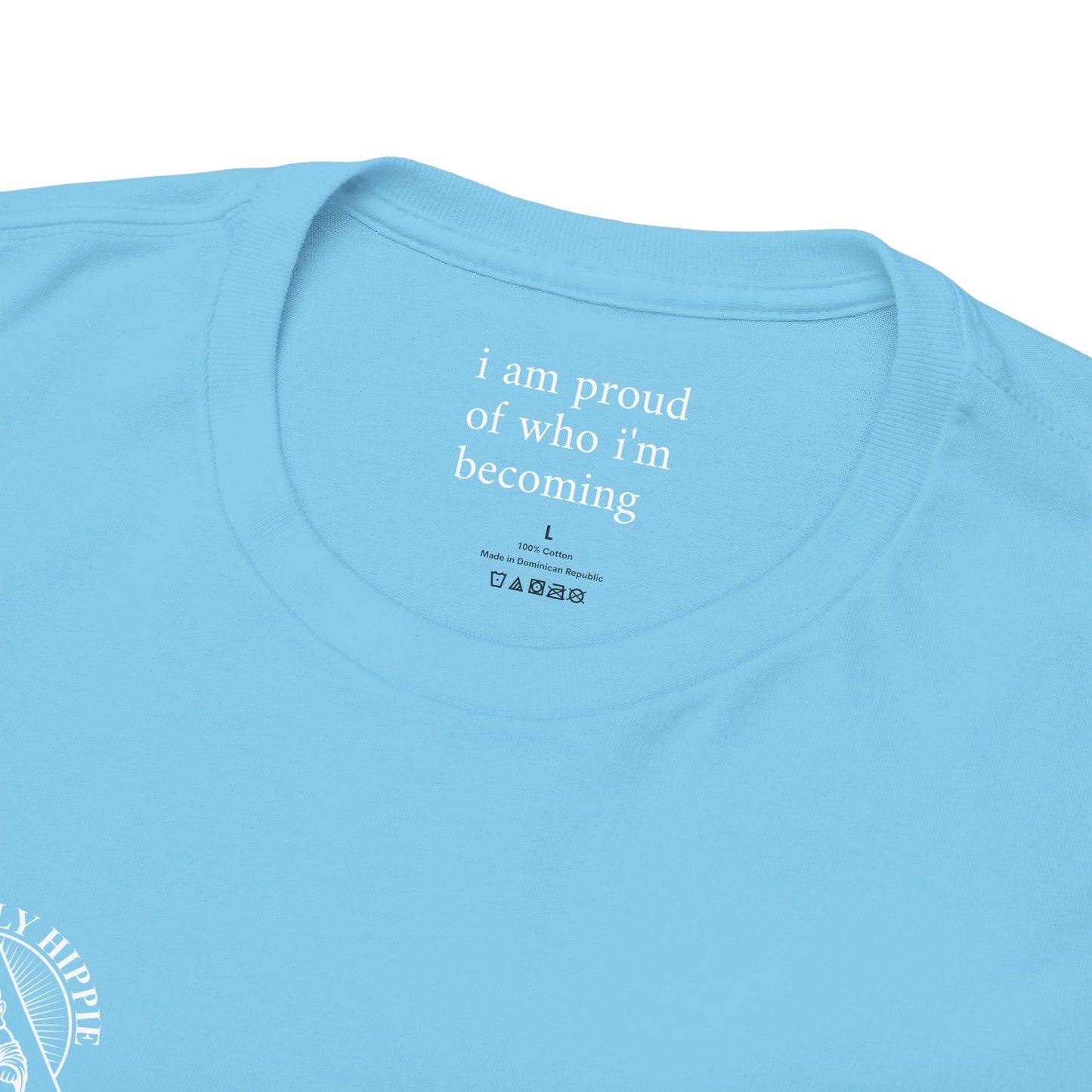 I am proud of who I'm becoming - Front and Back White Logo