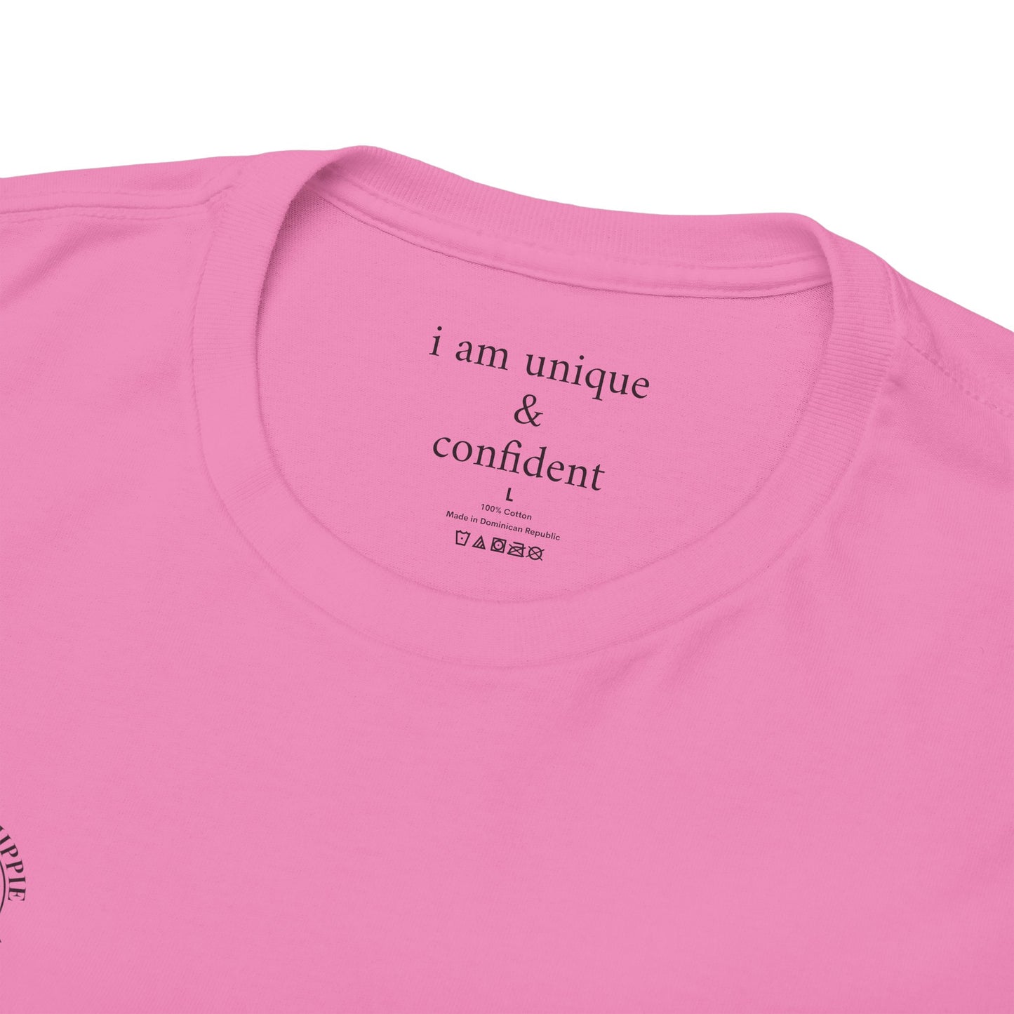 I am unique & confident - Front and Back Black Logo - Tee
