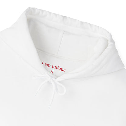 I am unique and confident - Red Affirmation - Hoodie