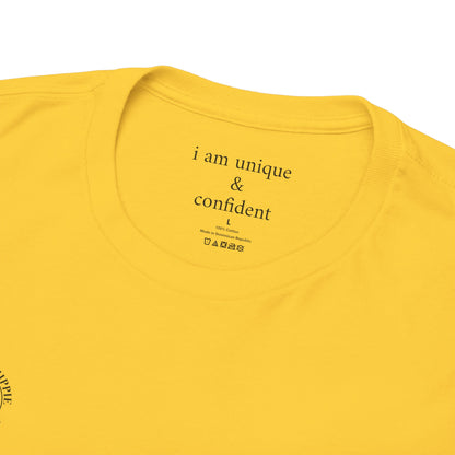 I am unique & confident - Front and Back Black Logo - Tee